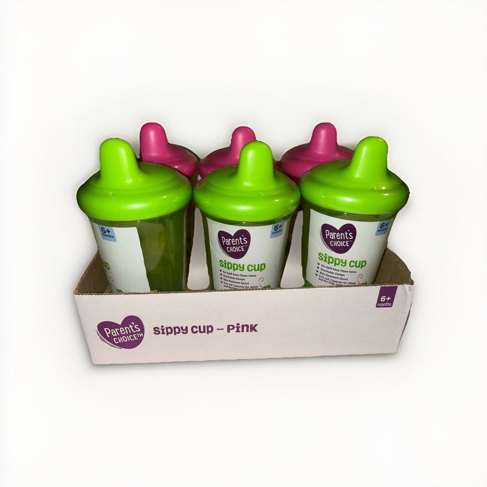 Value Pack of 6 Parent's Choice Sippy Cup PINK & GREEN 6+ Months